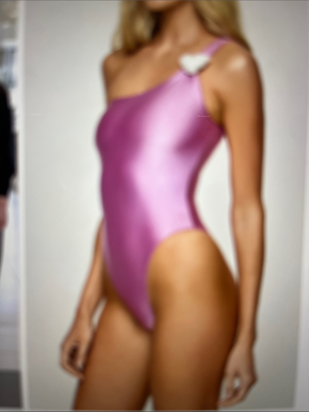 l*space Pink One-Shoulder Shell-Accent One-Piece Swimsuit NWT